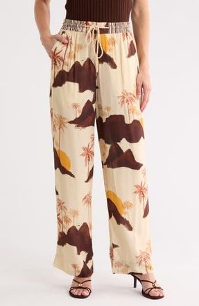 Dress To Drawstring Waist Wide Leg Pants in Sand Corcovado Mix at Nordstrom Rack, Size 4