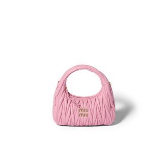 Miu Miu Wander Matelass&eacute; Nappa Leather Hobo Bag, Woman, Pink