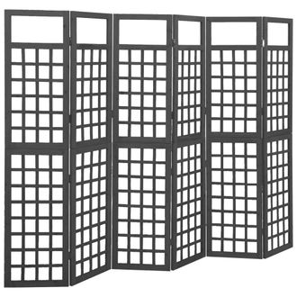 Berkfield Home 6-Panel Room Divider/Trellis Solid Fir Wood Black 242.5x180 cm
