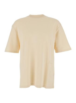 Jacquemus Le T-Shirt Fino Beige T-Shirt With Logo Lettering On The Front In Cotton Man