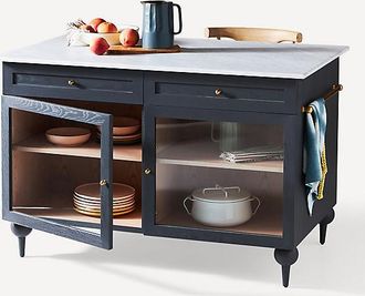 Anthropologie The Fern Rectangular 55 Marble Top Kitchen Island