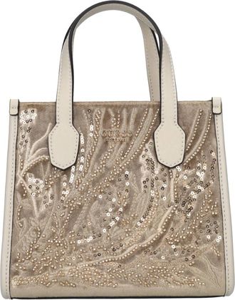 Guess Silvana Velvet Mini Handtas - Dames - Handtassen - Beige - ONE Size - Leer - Tassen