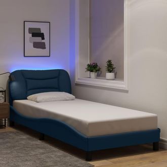 vidaXL Estructura De Con Led Sin Colch&oacute;n Tela Azul 90x190 Cm Vidaxl