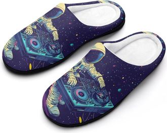 Generic Astronaut DJ Rock Womens Slippers Warm House Slippers Indoor House Shoes with Anti-Skid Rubber Sole