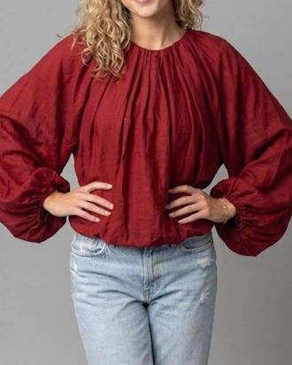 Jade Yoga Flowy Balloon Top In Claret