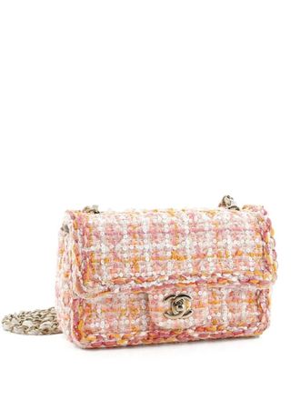 Chanel Classic Single Flap Bag Braided Quilted Tweed with Sequins Mini shoulder bag - women - Plastic - One Size - Orange