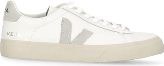 Veja Minimalist White Leather Campo Sneakers with Suede Inserts