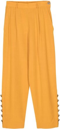 Saint Laurent 1980s pleat-detail trousers - women - Viscose/Silk/Acetate/Cupro - 42 - Yellow