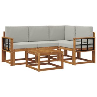vidaXL Conjunto De Sof&aacute;s De Exterior 5 Pcs Gris Natural Y Claro Vidaxl