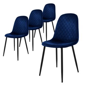 ML Design 4x sillas de comedor azul oscuro con respaldo tapizado piel sint&eacute;tica