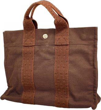 Herm&egrave;s Brown Canvas Tote Bag (Pre-Owned)