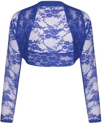 ZEE FASHION Paramount Long Sleeve Cropped Lace Bolero Shrug ((X/L) 16-18, Royal Blue)