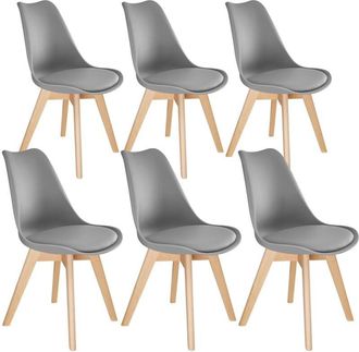 TecTake Set di 6 sedie sala da pranzo stile scandinavo grigio ergonomico