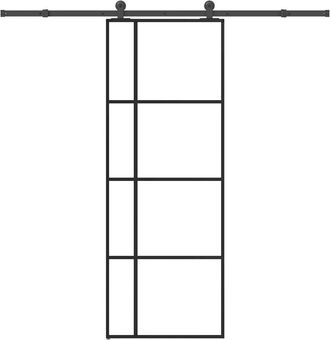 vidaXL Vidaxl - Puerta Corredera Con Set Herrajes Vidrio Esg Aluminio 76x205 Cm
