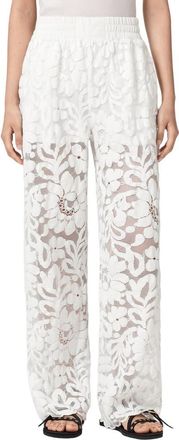 AllSaints Amelie Lace Wide Leg Trousers in Optic White at Nordstrom, Size X-Small