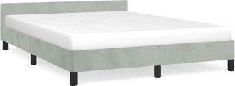 vidaXL Bed Frame With Headboard Light Grey