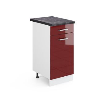 Vicco Mueble Bajo De Cocina R-line, Rojo Burdeos Alto Brillo, 40 Cm, Et Antracita Vicco