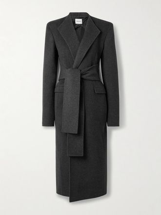 Khaite Cappotto In Feltro Di Lana Con Cintura Jelson - Grigio