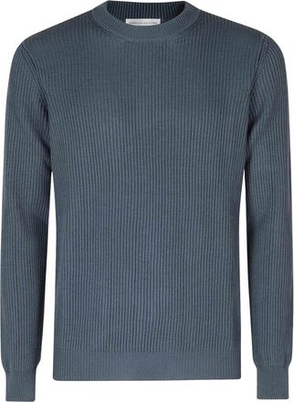 Roberto Collina Girocollo ML in Costa Lana Merino - Heren - Ronde hals truien - Blauw - M - Wol - Truien & Vesten