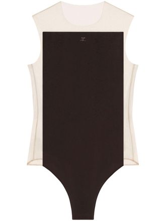 Courr&egrave;ges Illusion bodysuit - women - Polyester/Polyurethane - S - Brown