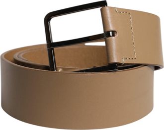 Dolce & Gabbana Brown Leather Classic Metal Logo Buckle Mens Belt (Pre-Owned)