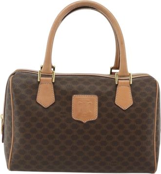 Celine Vintage Macadam Boston Bag Canvas And Leather Brown Canvas Handbag (Pre-Owned)