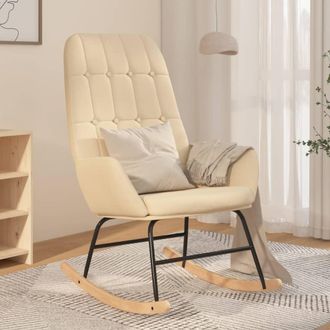 vidaXL Silla Mecedora De Tela Color Crema Vidaxl