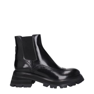Alexander McQueen Alexander McQueen Damens Stiefel aus schwarzem Leder