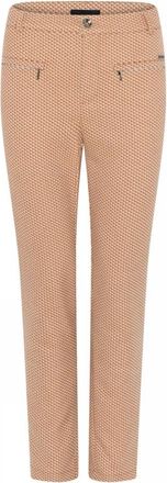 C.Ro Jacquard Rits Oranje Broek - Dames - Slim Fit Broeken - Beige - L - Broeken