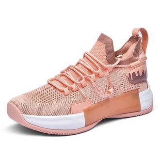 Generic Mens Basketball Shoes are Breathable Lightweight Anti Slip Wear-Resistant Sports Training Boots Walking Shoes(Pink,4.5 UK)