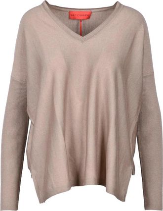 Wild Cashmere Zijde Kasjmier Trui - Dames - V-hals truien - Beige - M - Kasjmier - Truien & Vesten