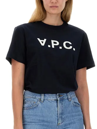 A.P.C. Logo Cotton T-Shirt - Blue