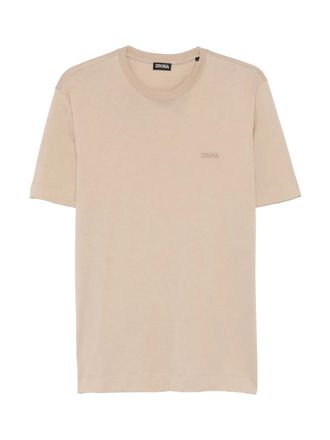 Ermenegildo Zegna Logo-Embroidered T-Shirt - Beige