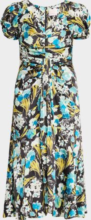Cinq &agrave; Sept Walker Floral Puff-Sleeve Midi Dress