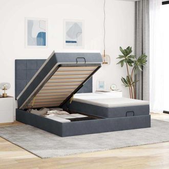 vidaXL Estructura Cama Otomana Colchones Terciopelo Gris Oscuro Vidaxl