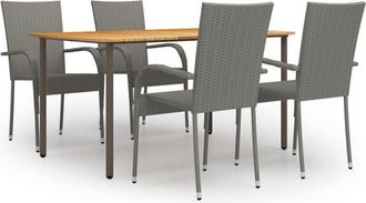 vidaXL Vidaxl - Set De Muebles De Comedor De Jard&iacute;n 5 Piezas De Rat&aacute;n Gris