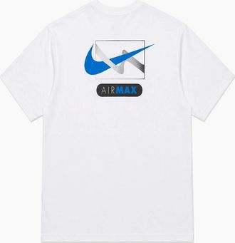 Nike Mens Nike Air Max Mens T Shirts Crew Neck GFX Swoosh Cotton Sports Tee - White - Size: 44