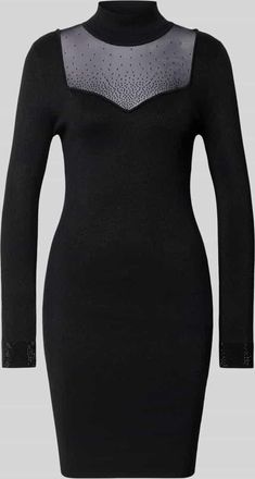 Guess Slim Fit Kleid aus Viskose-Mix mit Ziersteinbesatz Modell Lucy in Black, Gr&ouml;&szlig;e XL