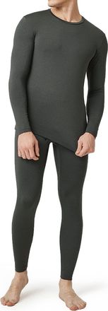 Lapasa Mens Fleece Lined Thermal Underwear Set, Light/Mid/Heavyweight Warm Long Sleeve Long Johns Top and Bottom, Base Layer Set M11/M57/M24,XXL,Dark Heather
