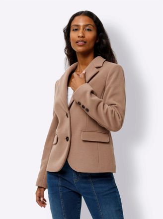 Heine Jackenblazer HEINE Woll-Blazer, Damen, Gr. 42, beige (sand), 80% Wolle, 20% Polyamid, Blazer Jackenblazer