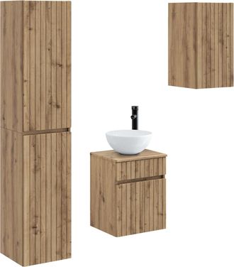 vidaXL Juego De Muebles De Ba&ntilde;o 3 Uds. Roble Artisan Vidaxl