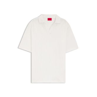 HUGO BOSS Jacquard-stripe polo shirt with Johnny collar