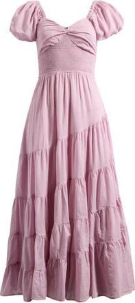 Free People Sundrenched Smocked Puff Sleeve Maxi Dress in Dawn Pink at Nordstrom Rack, Size X-Large