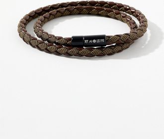 Tateossian Mens Braided leather double bracelet