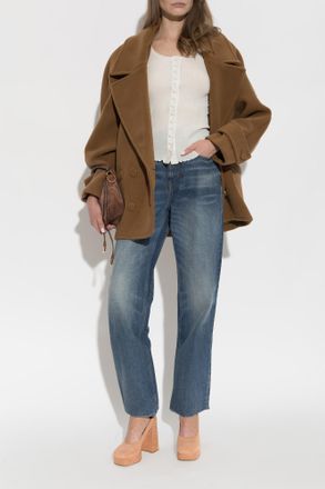 Chlo&eacute; Ribbed Fitted Top, Womens, Cream