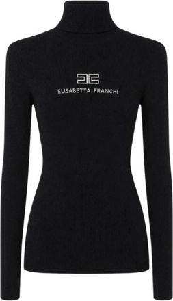 Elisabetta Franchi Ribbed Knit Turtleneck - Dames - Coltruien - Zwart - XS - Nylon - Truien & Vesten