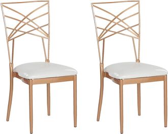 Beliani Beliani - Conjunto De 2 Sillas De Comedor Con Cojines De Asiento En Piel Sint&eacute;tico Marco De Metal Dorado Estilo Industrial Glam Girard