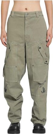 Off-white Zwembroek Logo Garment-Dyed Carpenter Broek - Heren - Straight fit broeken - Groen - S - Katoen - Broeken