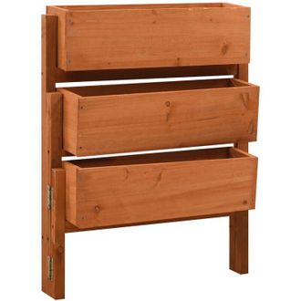 vidaXL Vidaxl - Jardinera plegable de jardín madera abeto naranja 60x14x75 cm