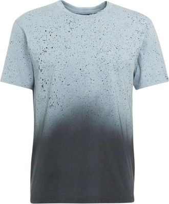 Mauro Grifoni T-shirt met dubbele rand en halve mouw schilderen - Heren - T-shirts - Blauw - S - Katoen - Tops